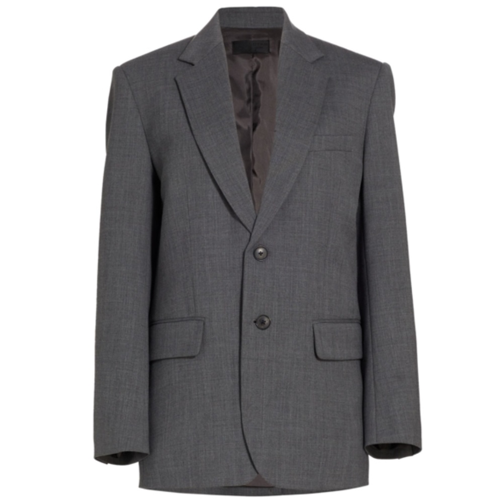 NWT Nili Lotan Boyfriend Single-Breasted Jacket in Heather Grey Size 4